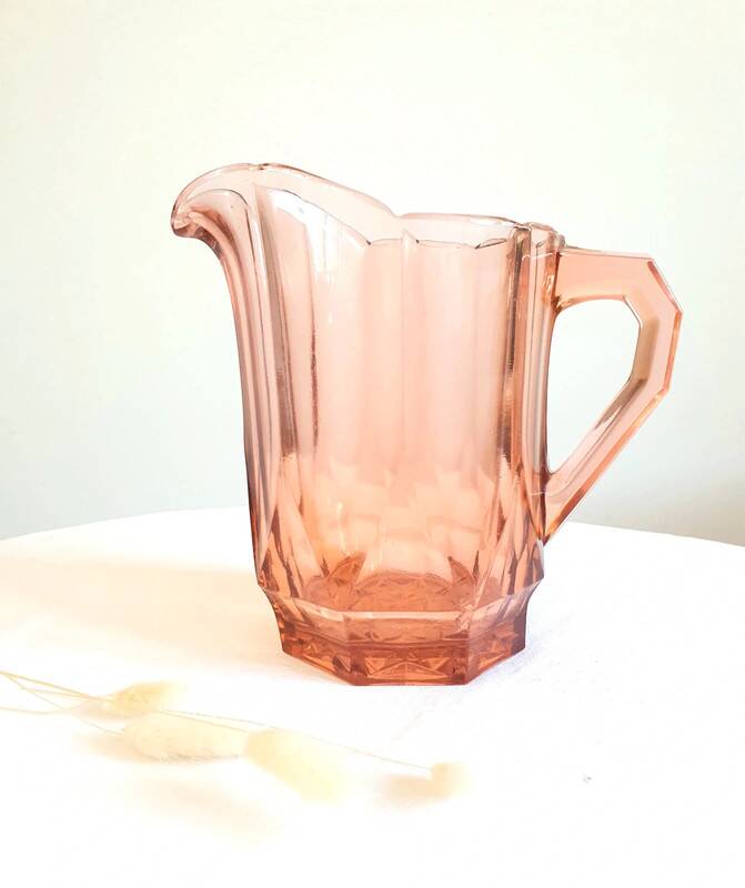 Vintage Pink Glass Pitcher
