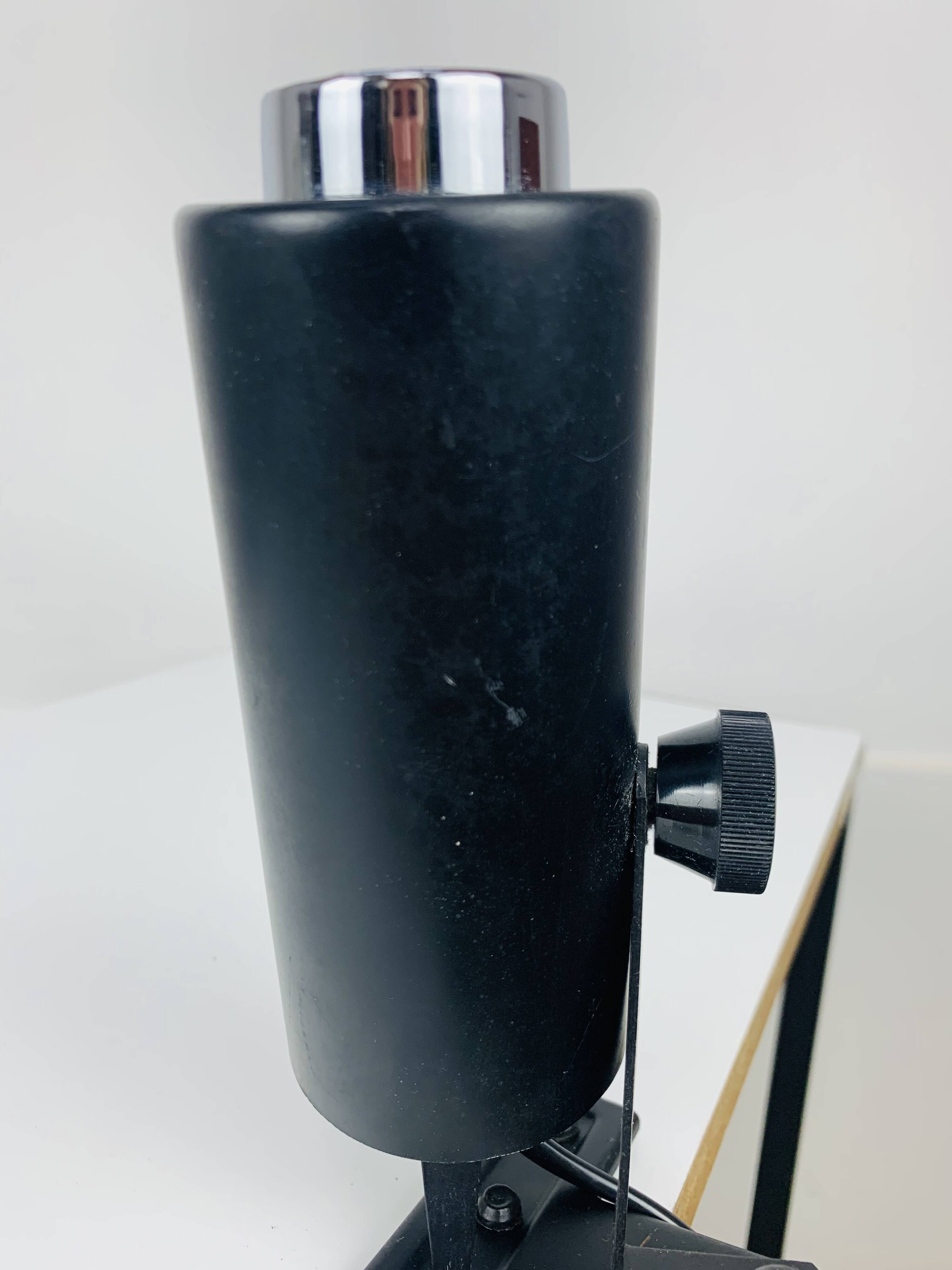 Vintage black metal clamp spotlight