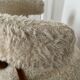 Set of 1 armchair and 1 vintage Scandinavian stool with white fur, 1960