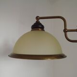 French Mid Century Bronze Effect Metal Double Billiard Light Glass Shades