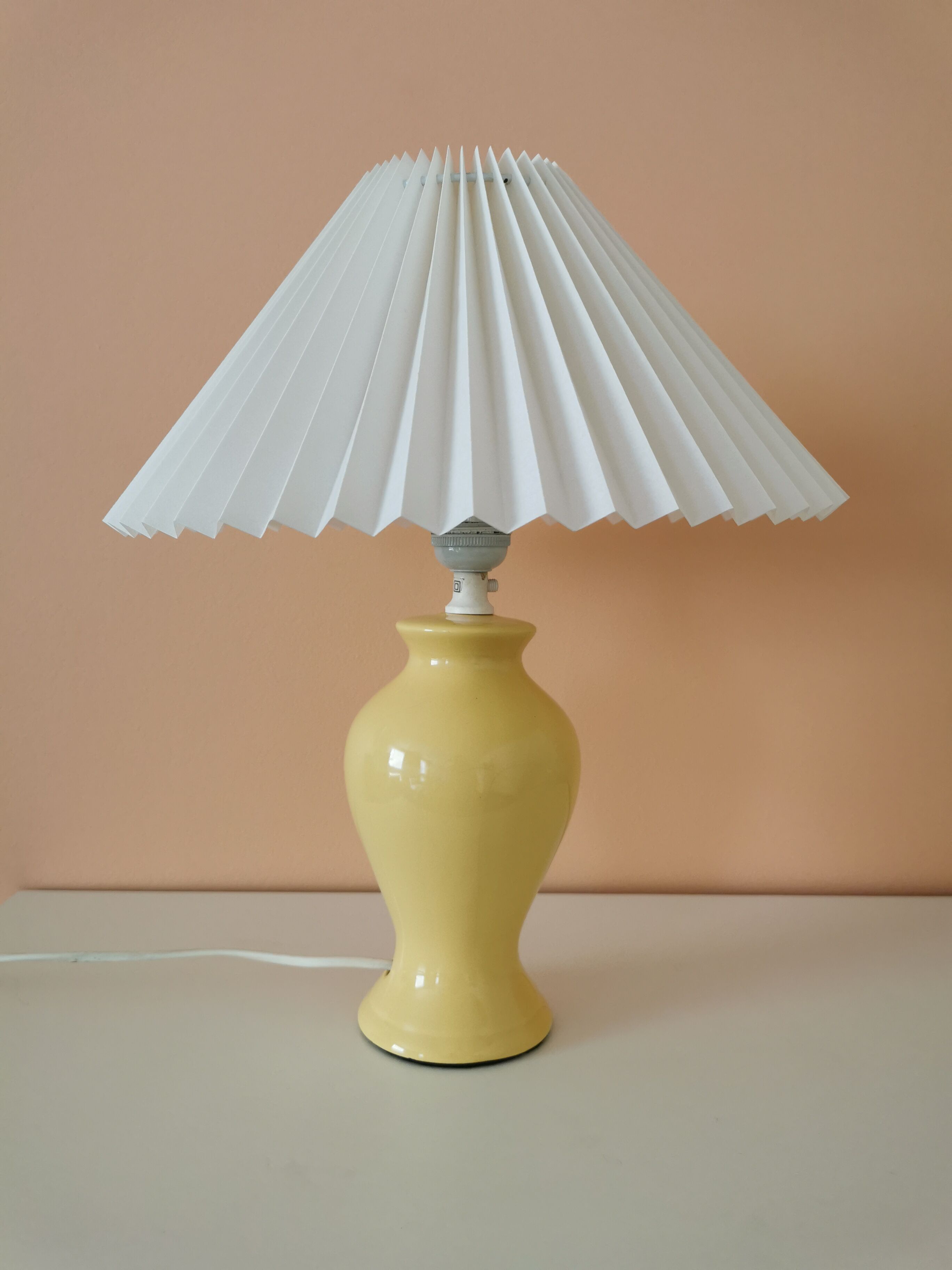 Upcycled lamp yellow pleated lampshade