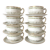 Limoges porcelain cups and saucers - Perrier Paris early 20th century