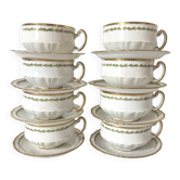 Limoges porcelain cups and saucers - Perrier Paris early 20th century