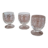 Set of 3 cut crystal digestif glasses