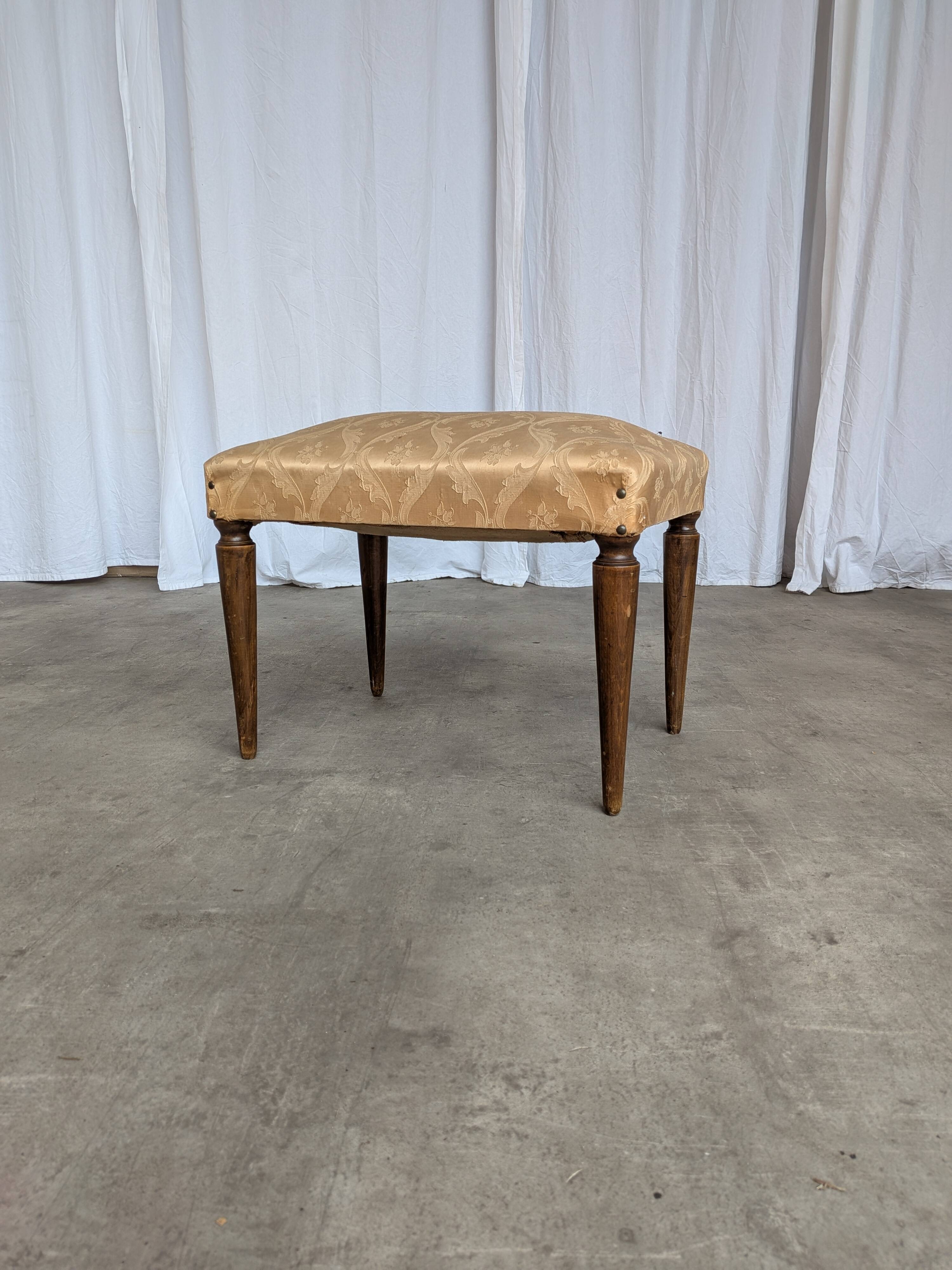 Vintage Gold Fabric Foot stool: Mid-Century Ottoman Tabure, 1970s