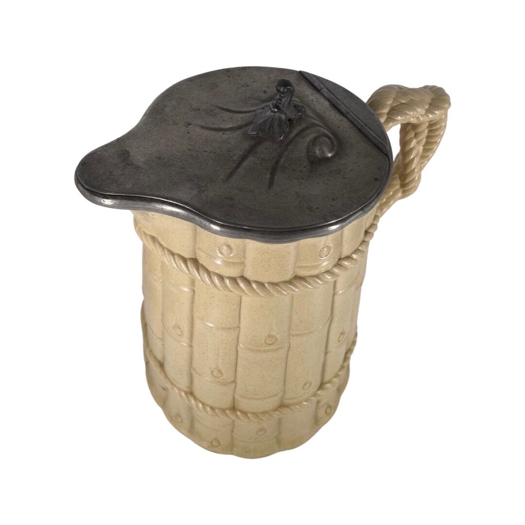 Large English Staffordshire Rigway Family jug by potters circa 1840 bamboo decor. The hatch