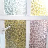 Workshop door 258,4x98,5cm in iron and colored cathedral glasses