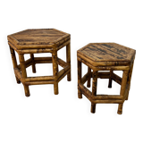Pair of small side tables / Rattan sofa ends