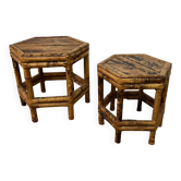 Pair of small side tables / Rattan sofa ends