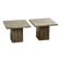 Set of Two Mid-Century Modern Side Tables in Travertine, Urban Wabi Style, Pair