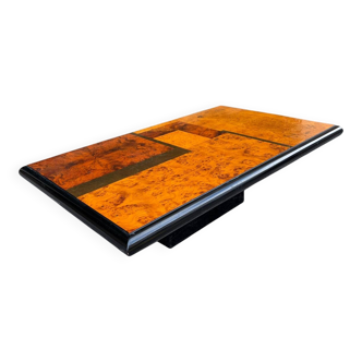 Table basse en loupe d’orme 70’s