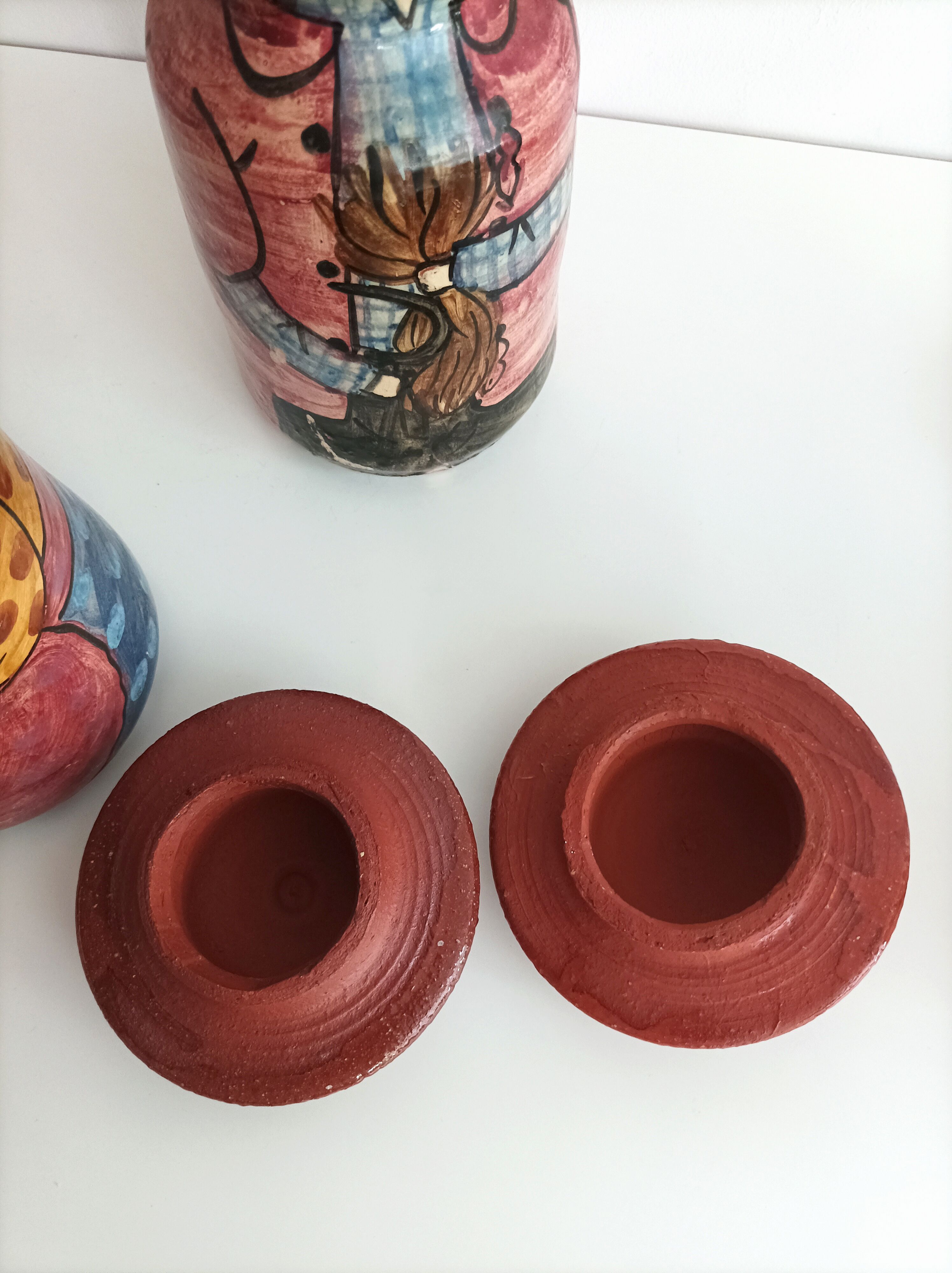 Pair of large terracotta pots signed, Portugal 80s