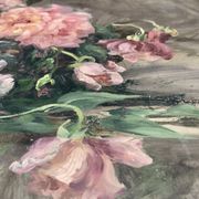 François Félix Roubaud Still life oil on wooden panel bouquet roses peonies XIX