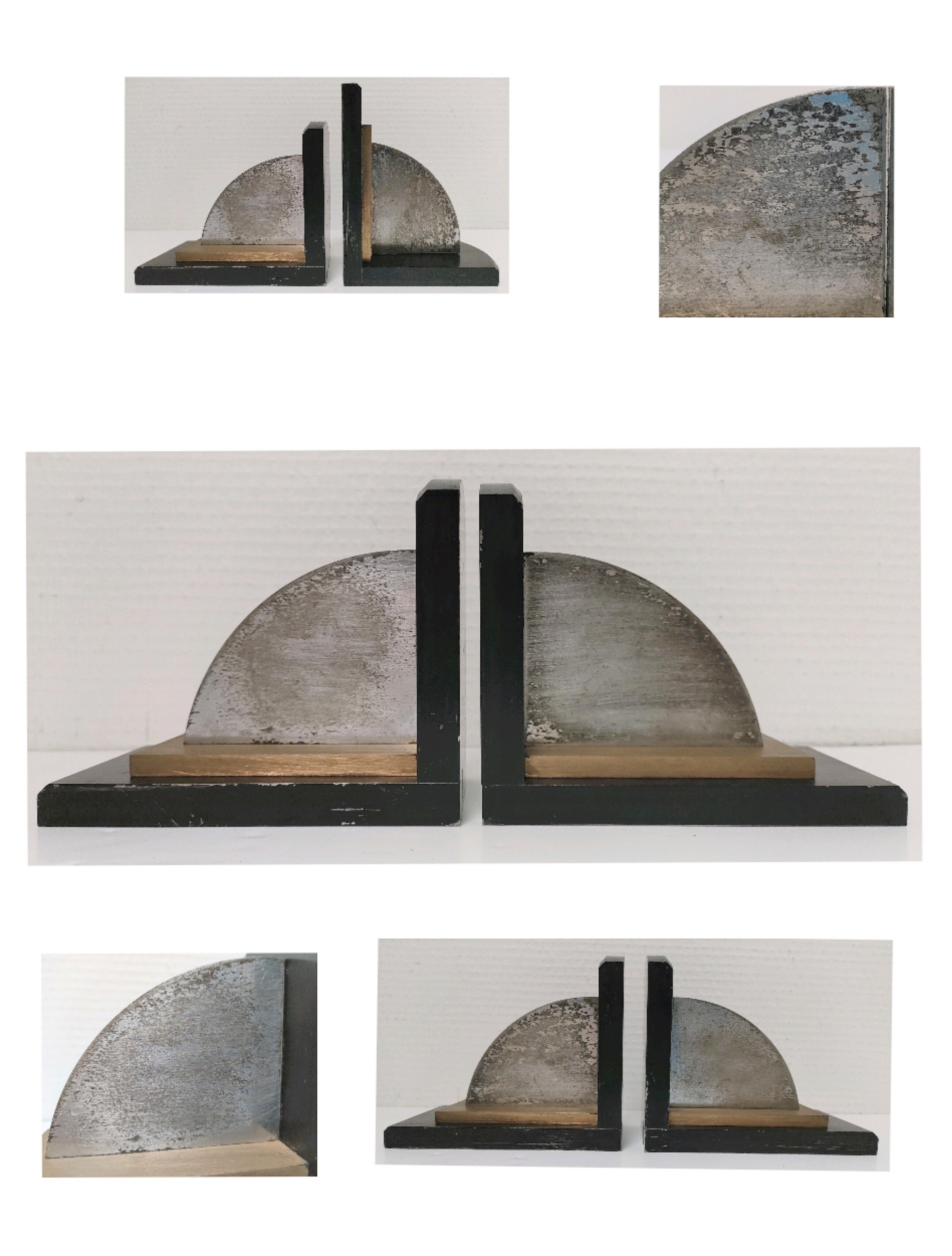 Pair of patinated steel bookends Art Deco style