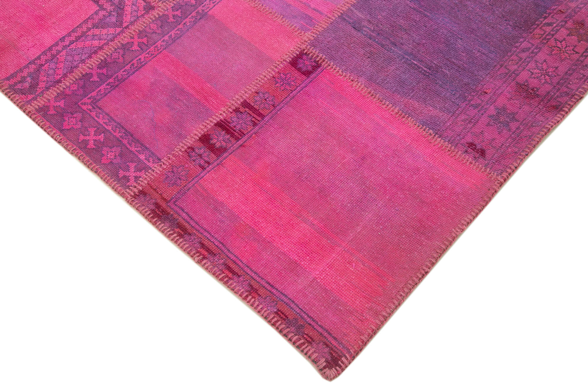 Tapis turc fait à la main 208 cm x 304 cm patchwork rose