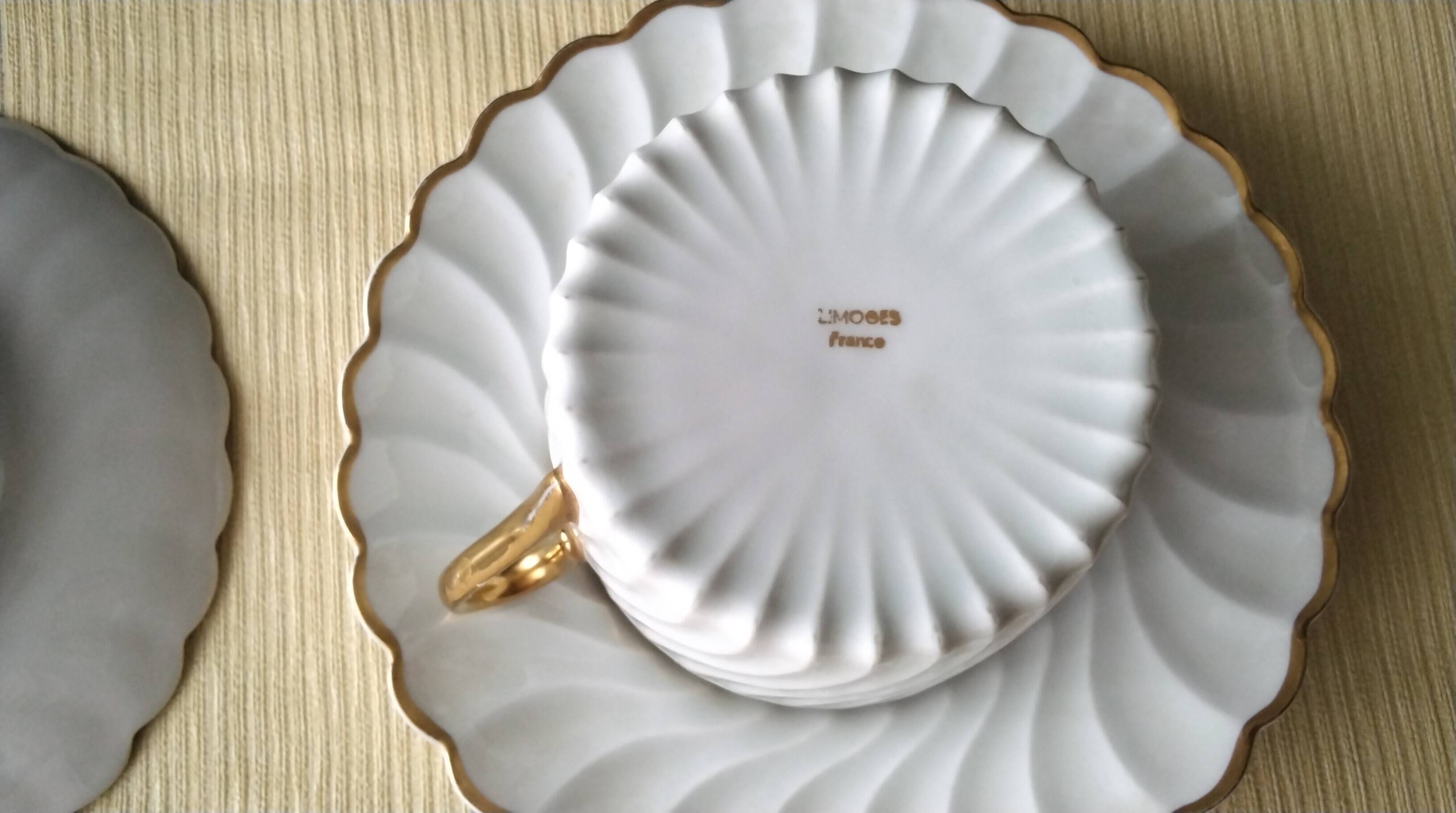 2 White Limoges Porcelain Breakfast or Chocolate Cups