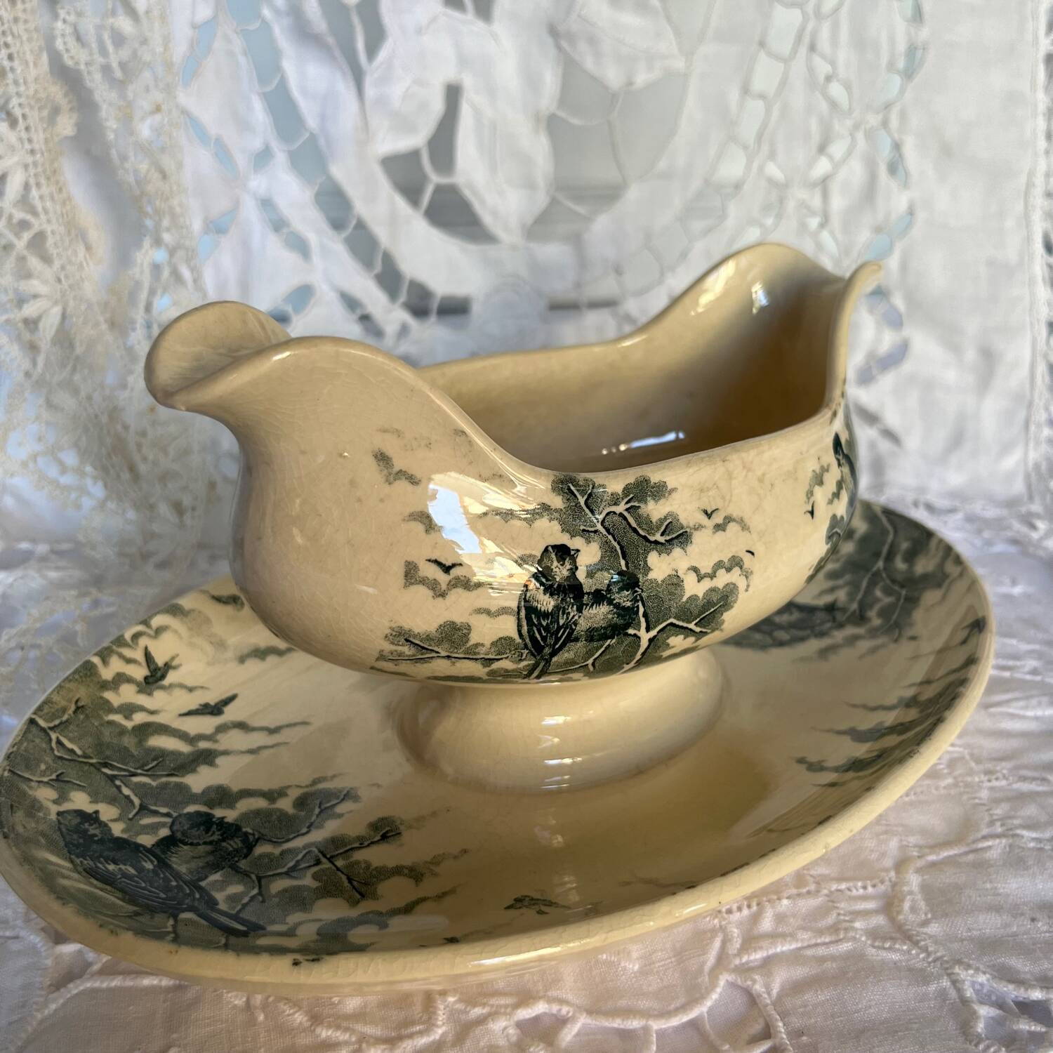 Sarreguemines Snow Sauce Boat