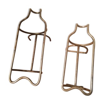 Pair bottle holder in silver metal