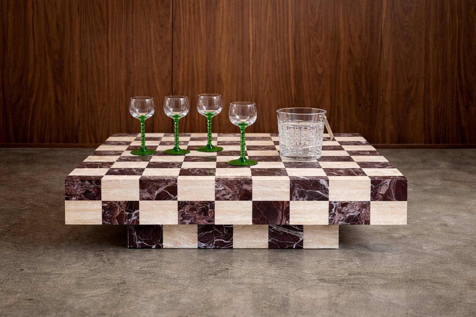 Twisted stem white wine glasses from Alsace