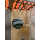 Contemporary Green and White Swiriling Sphere Pendant in Glass
