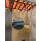 Contemporary Green and White Swiriling Sphere Pendant in Glass