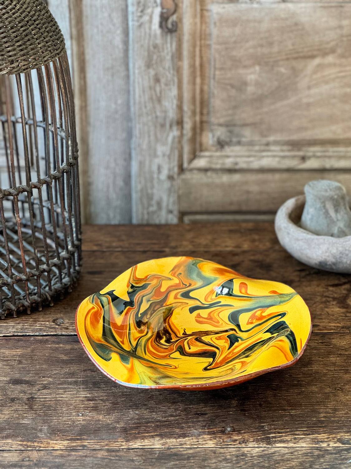Vintage mixed terracotta bowl