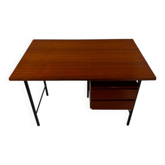 Vintage wooden and metal desk in modernist style.