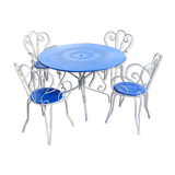 Blue white garden table and armchairs set