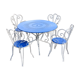 Ensemble Table et fauteuils de jardin blanc bleu