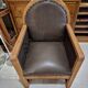 art deco armchair in leather and wood