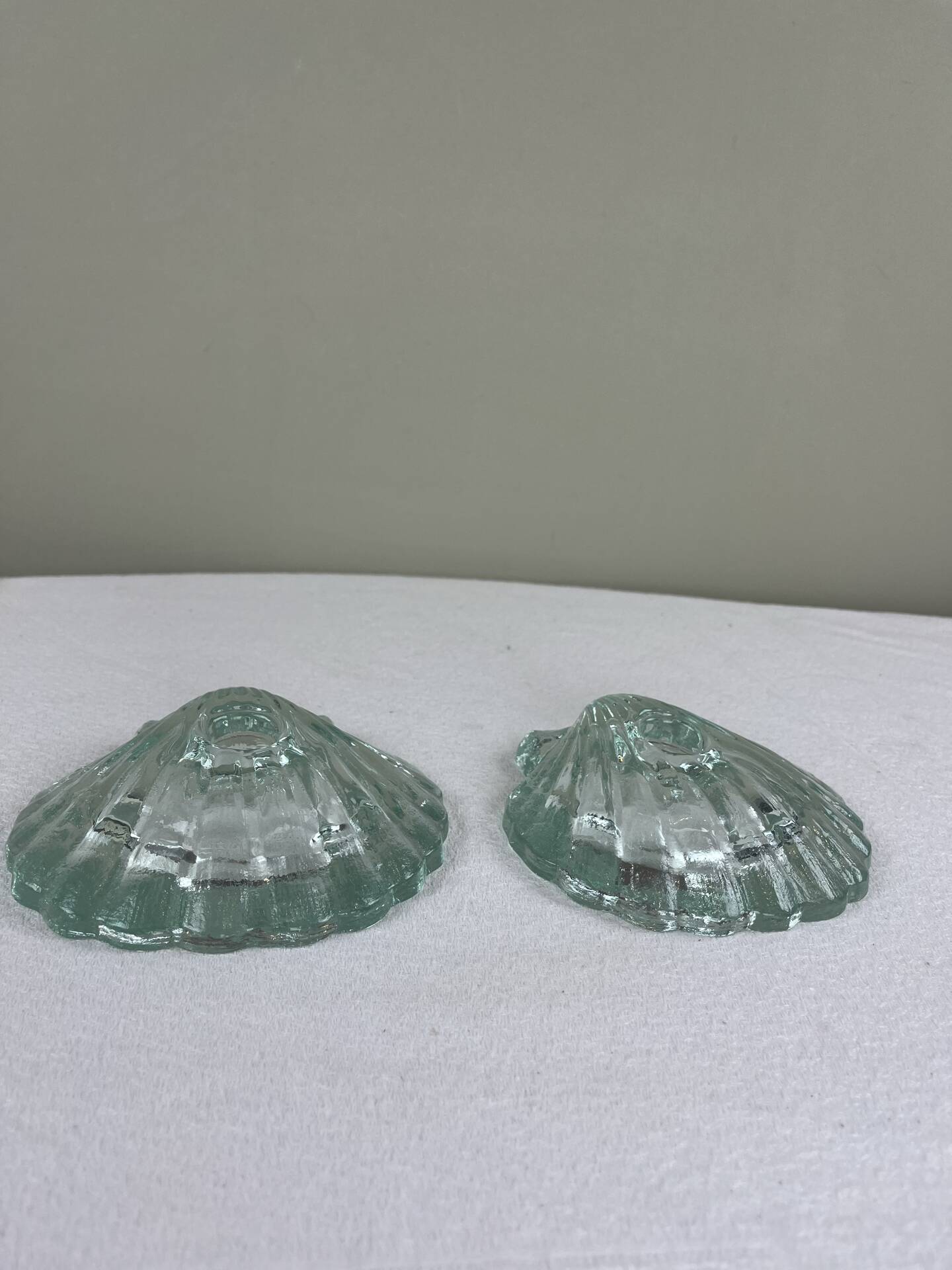 Pair of scallop shell candlesticks