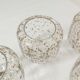 Lustre 5 branches doré et verre soufflé à paillettes dorées 1960