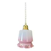 Vintage globe pendant light in white and pink opaline