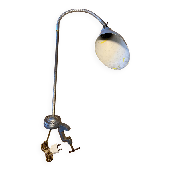 Lampe flexible d’atelier vintage en métal fixation étau