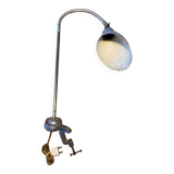 Vintage flexible metal workshop lamp with vice attachment