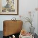Vintage wicker suitcase
