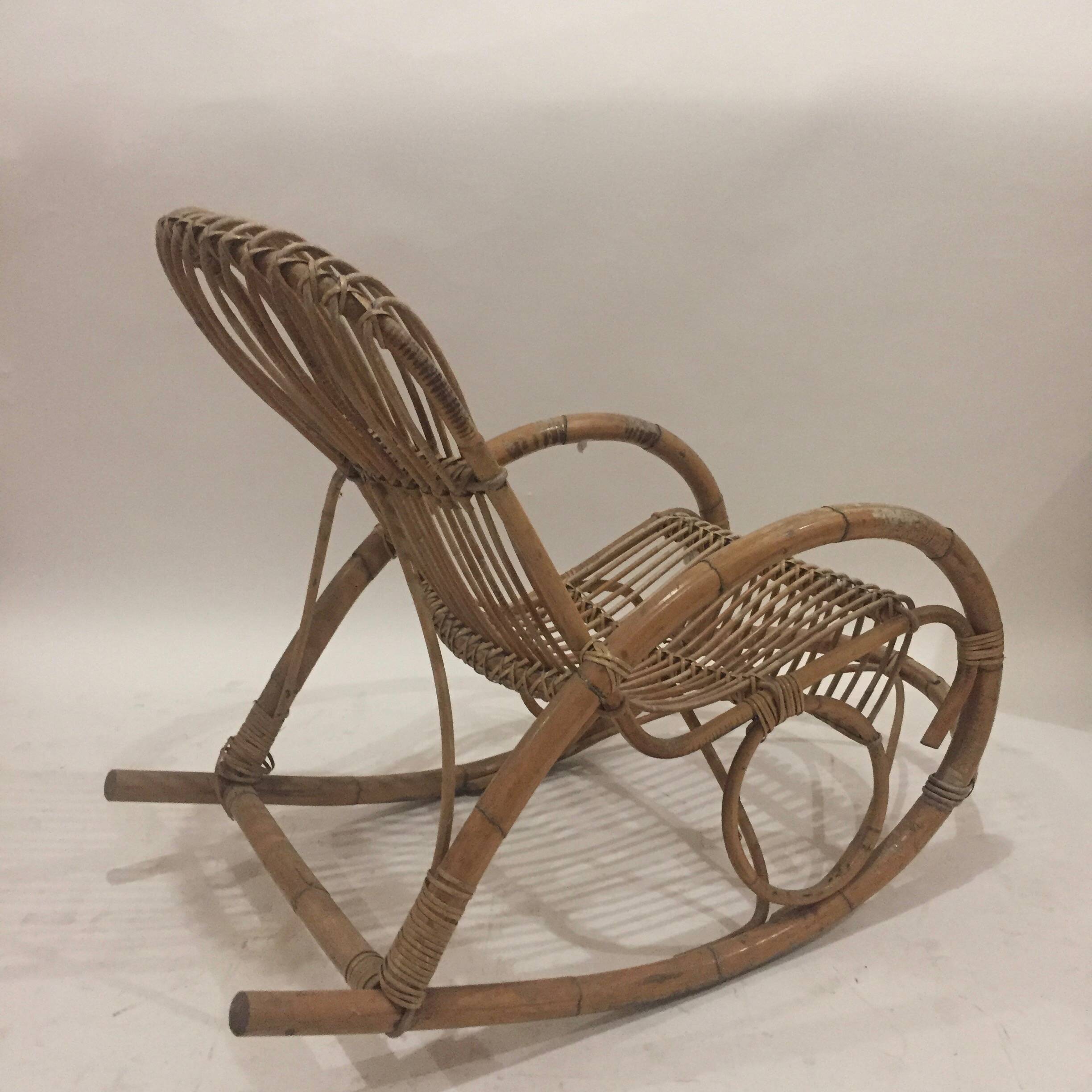 Rattan Rocking Chair by Nohe Noordwolde