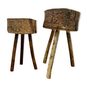 Duo of brutalist stools