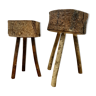 Duo of brutalist stools