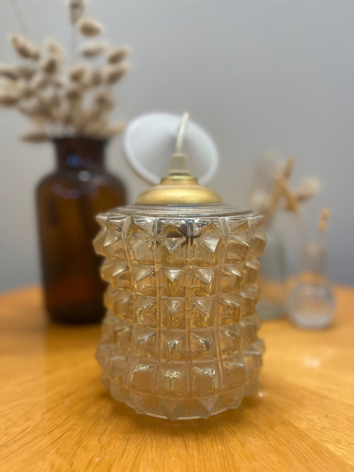 Vintage glass pendant light 1970