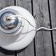 Suspension vintage en opaline blanche et métal chromé