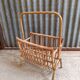 Vintage rattan wicker magazine rack