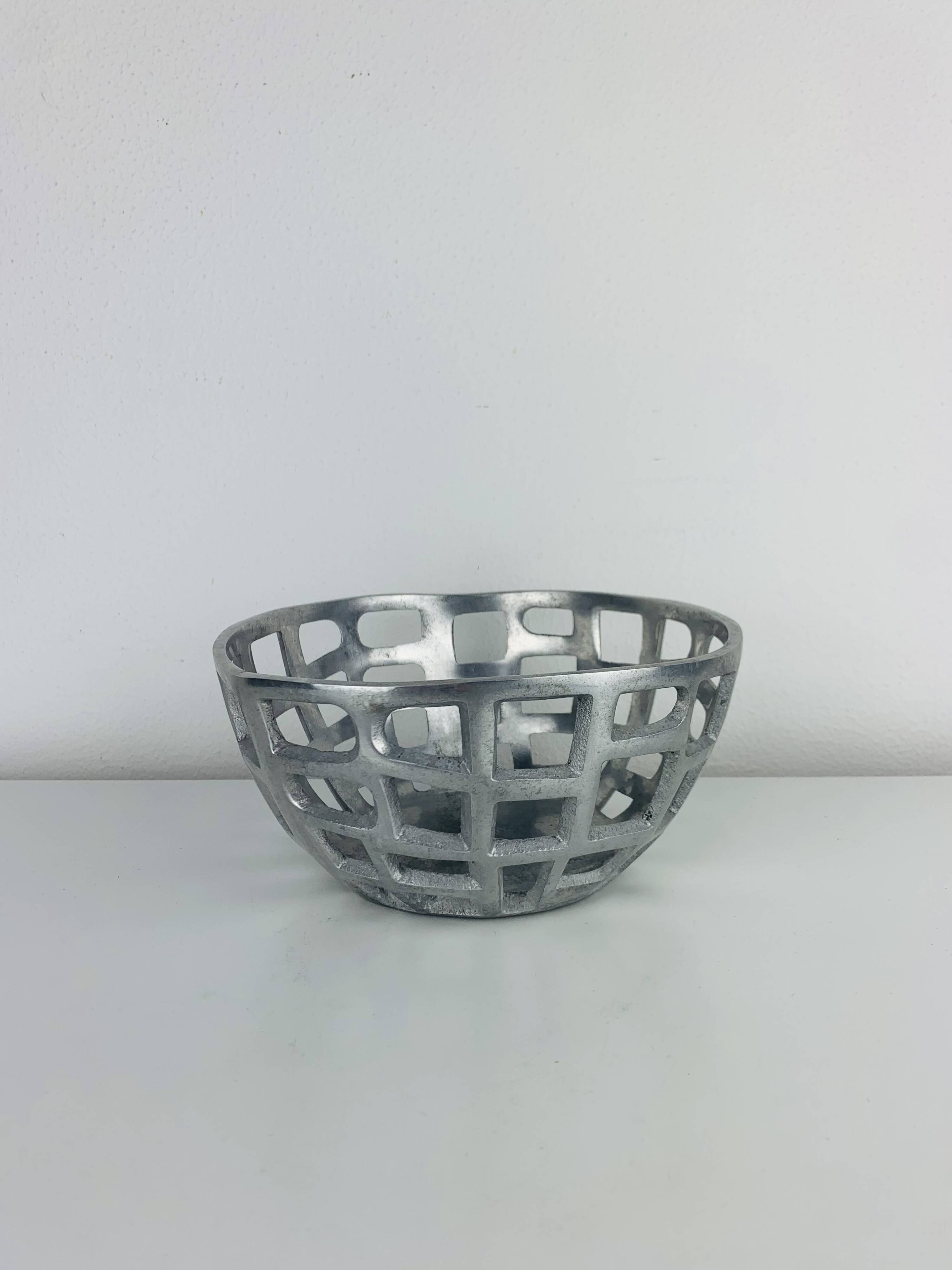 Vintage Brutalist Aluminum Fruit Bowl
