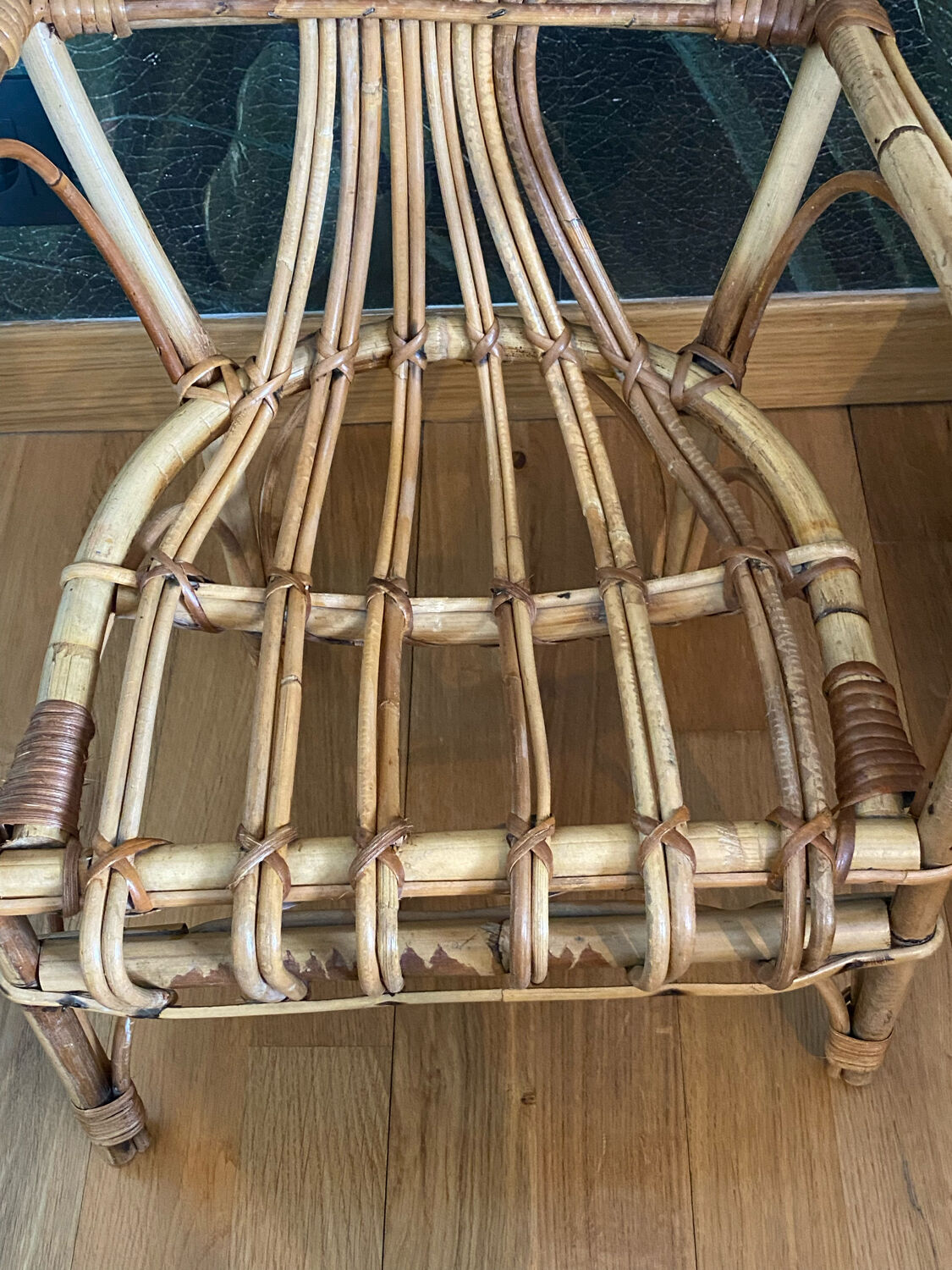 Vintage children's rattan armchair, rattan chair