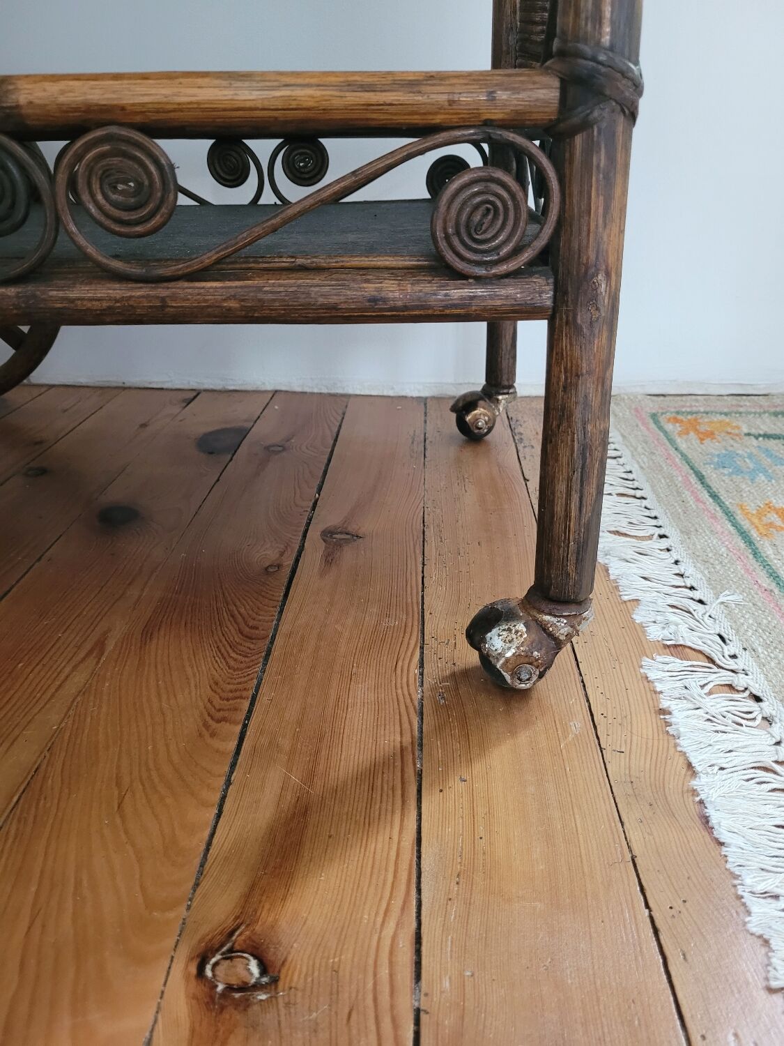 Bamboo and rattan dessert table in peacock style.