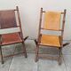 Paire de chaises safari pliante vintage cuir