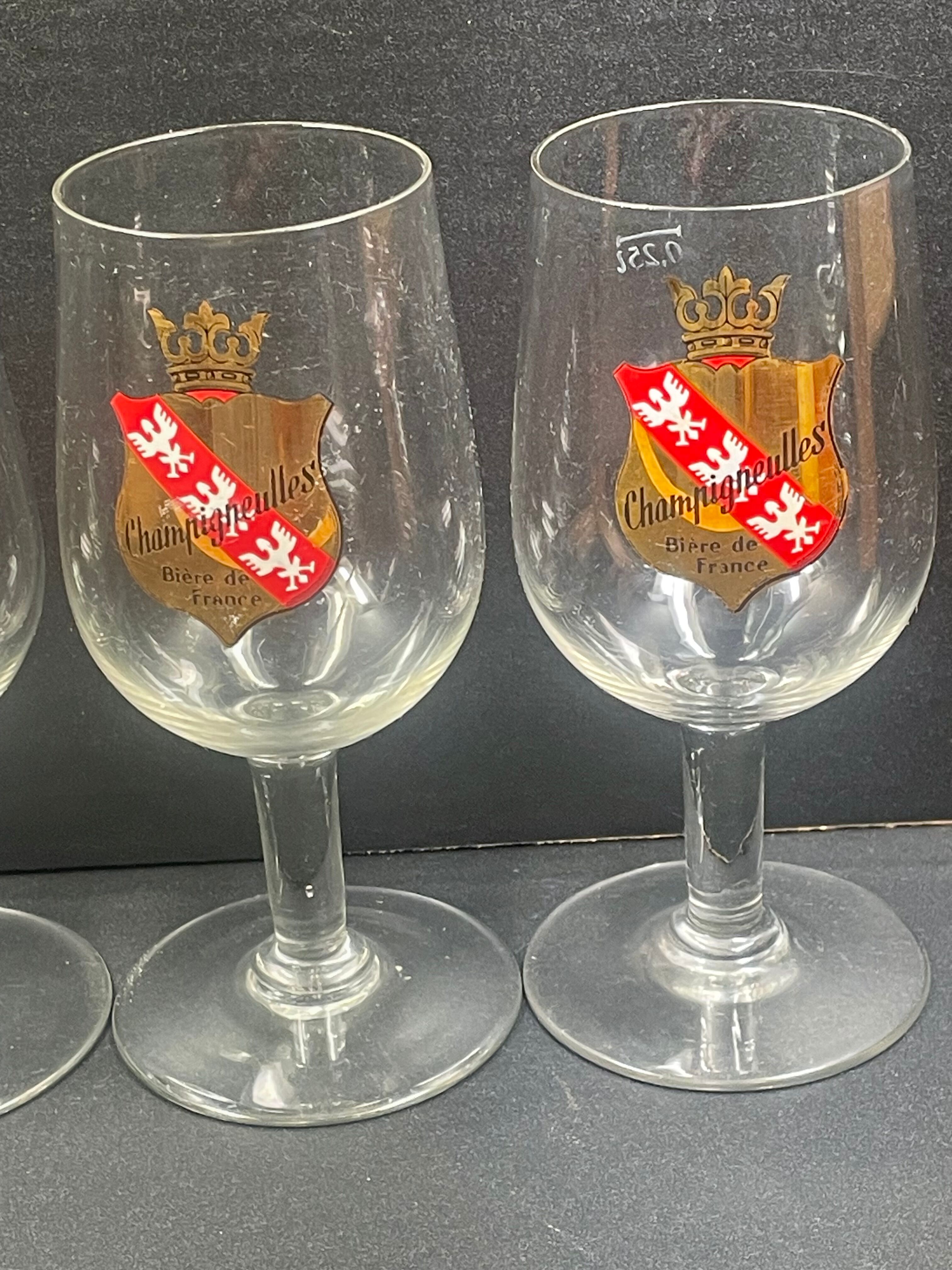 4 beer glasses Champigneulles 70s
