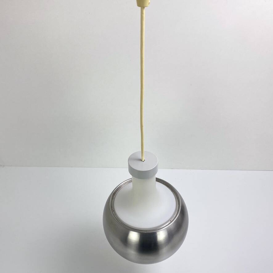 Glass and aluminum pendant light, design Rolf Krüger for Staff Leuchten, P118