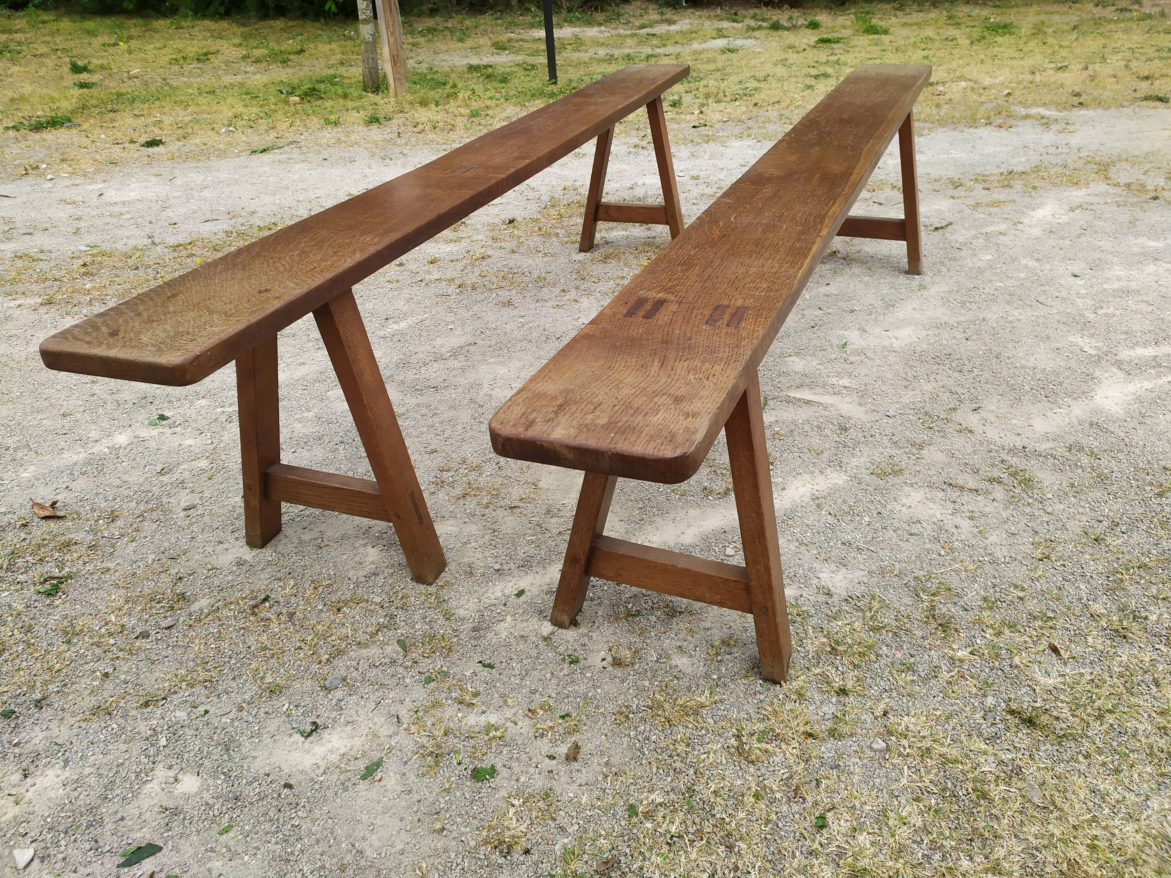 Paire de bancs de ferme 200 cm