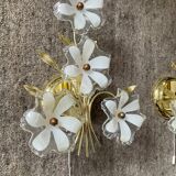 Pair of vintage golden sconces and lucite flowers